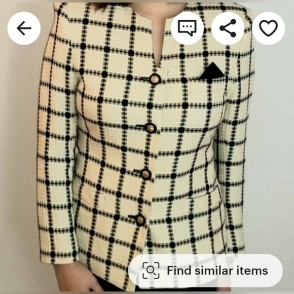 CASUAL Corner Petite Plaid Collarless Blazer - Picture 1 of 7